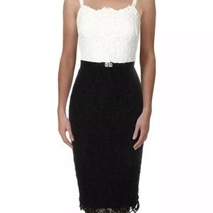 NWT $240 Lauren Ralph Lace 2 Tone Midi Dress Sz 12
